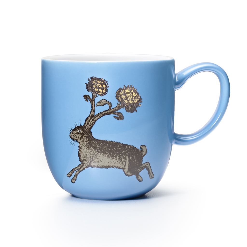 Somerset Kaffeebecher Feldhase auf blauem Grund Somerset Kaffeebecher Feldhase auf blauem Grund