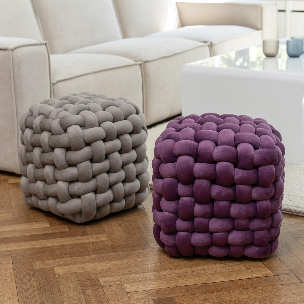Samtpouf Knot Lila