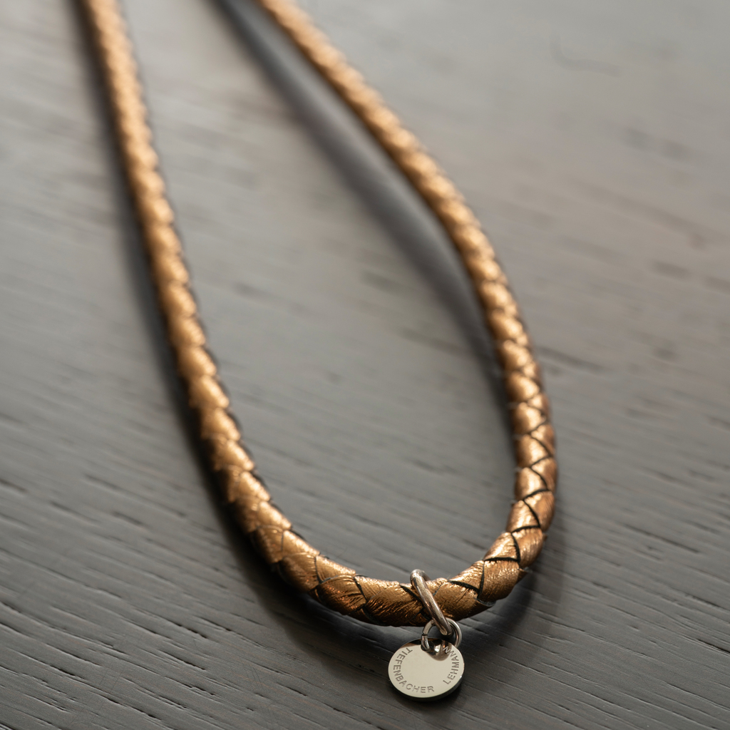 Schlüsselband Metallic-Leder Gold - 2
