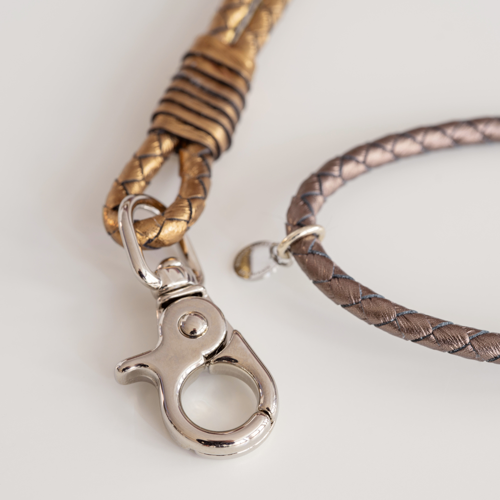 Schlüsselband Metallic-Leder Gold - 5