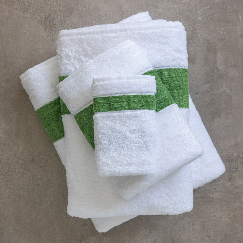 Duschtuch mit Chenille-Bordüre Grün