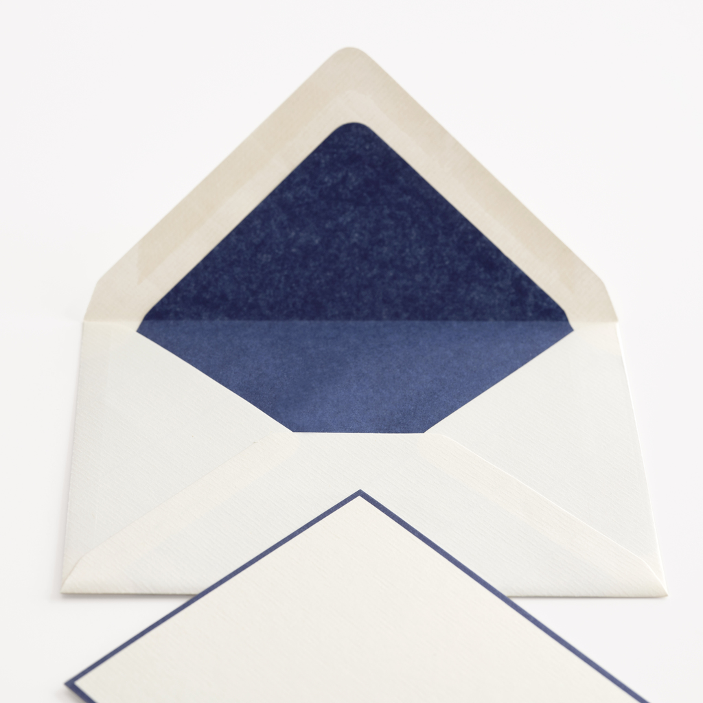 25 A5 Briefbögen & Umschläge Crown Mill Creme/Blau