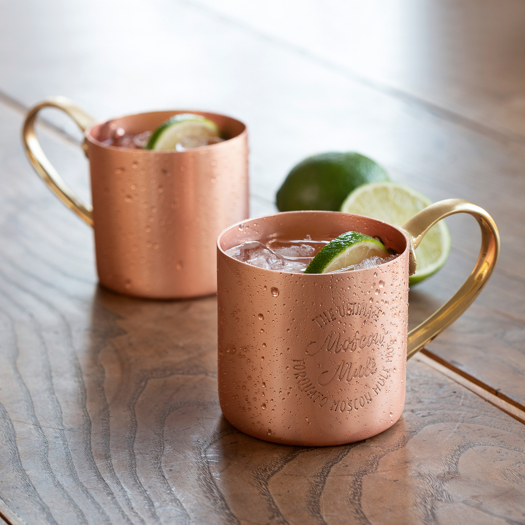 Moscow-Mule-Becher mit Messinghenkel mit Gravur - 2 Moscow-Mule-Becher mit Messinghenkel mit Gravur - 2