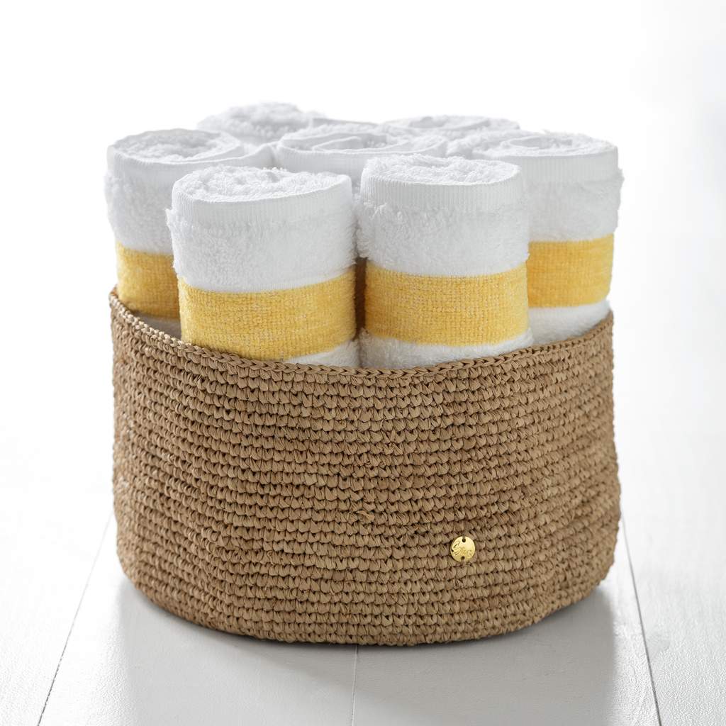 Duschtuch mit Chenille-Bordüre Gelb
