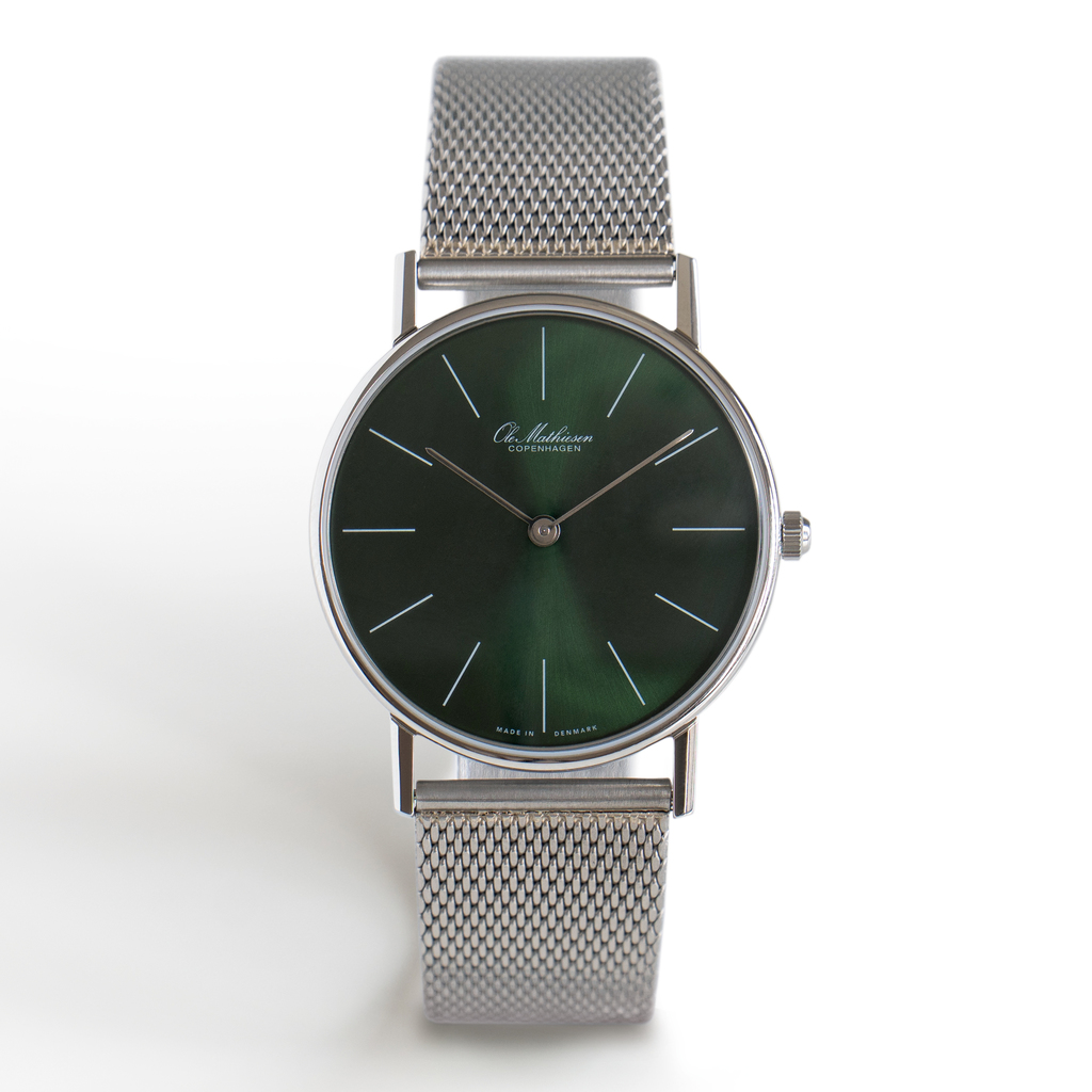 Ole Mathiesen Armbanduhr 1962 Classic 33 silber/grün Ole Mathiesen Armbanduhr 1962 Classic 33 silber/grün