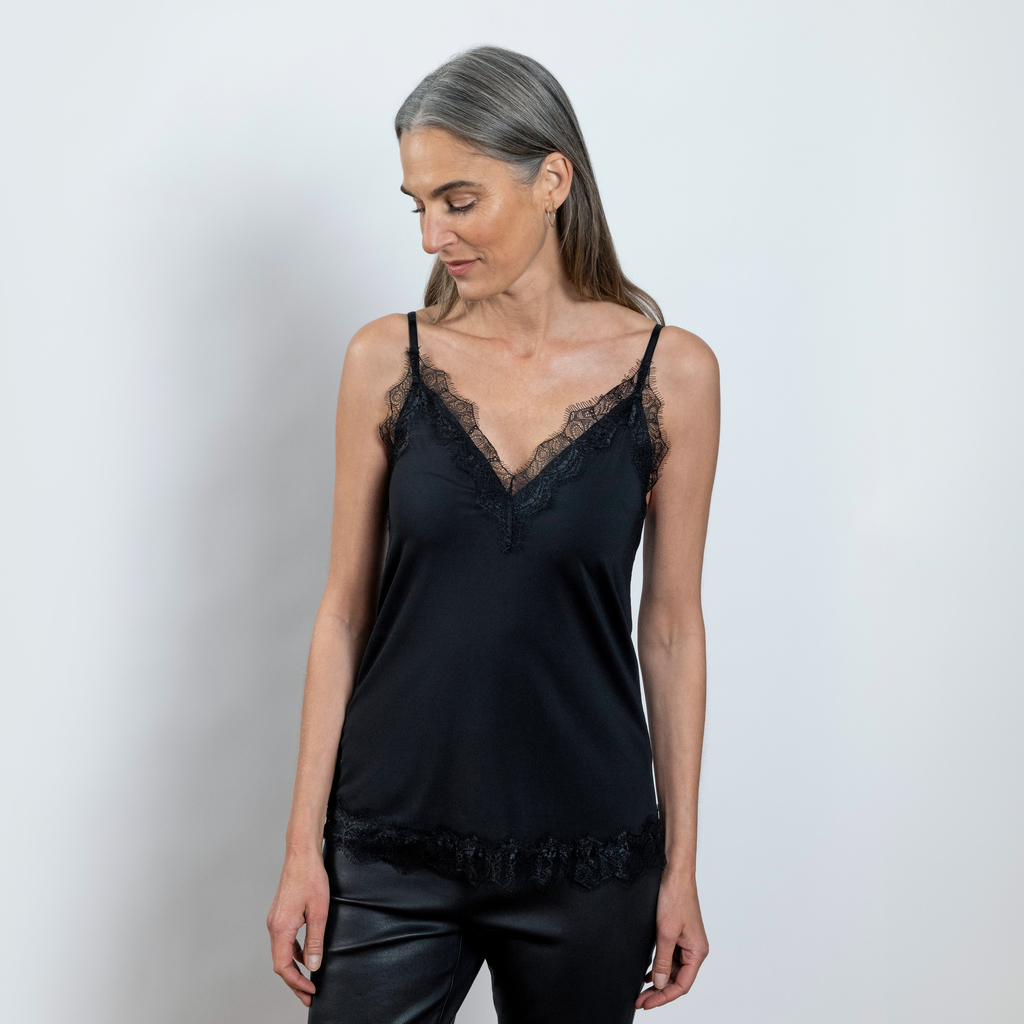Rosemunde Trägertop mit Spitze Schwarz S Rosemunde Trägertop mit Spitze Schwarz S