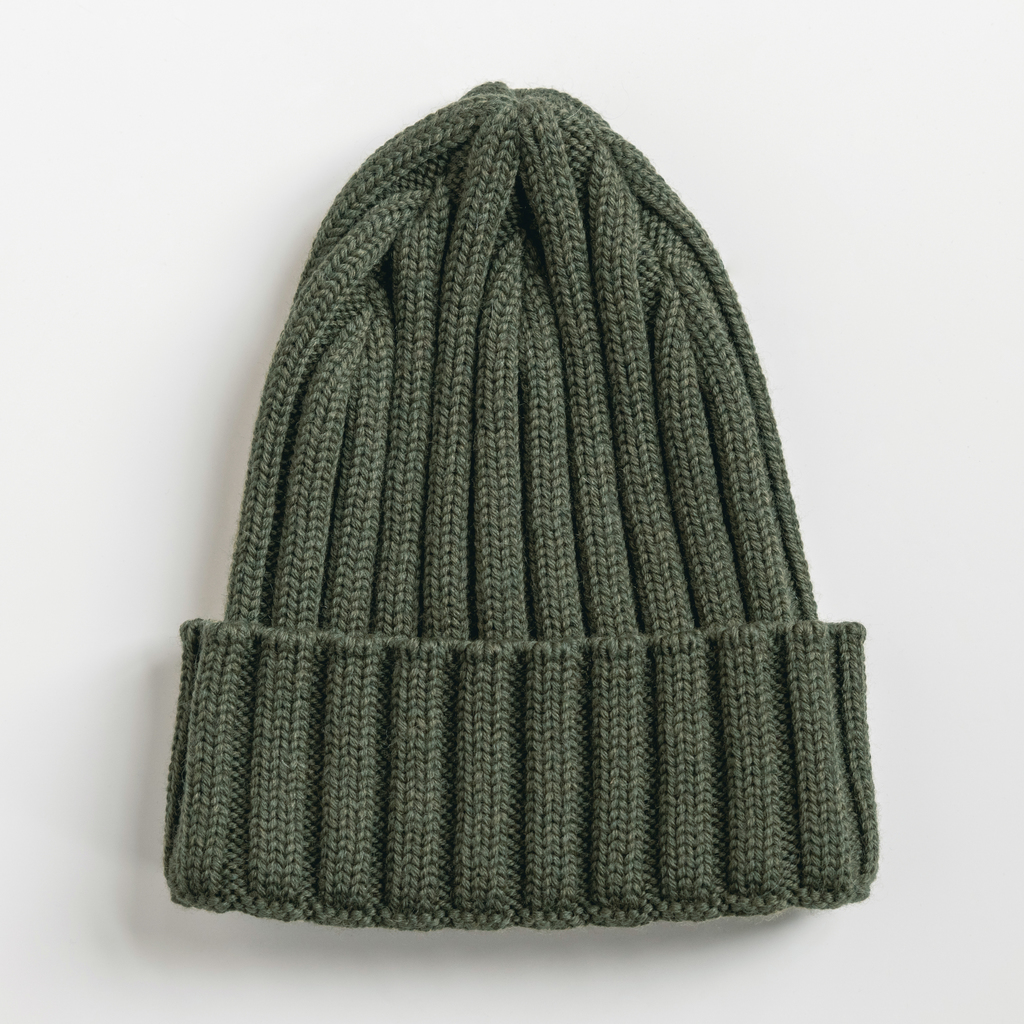 Strickmütze aus reiner Wolle Oliv - 4
