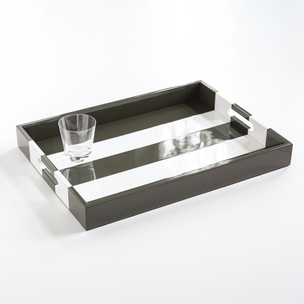 Lacktablett Markise Olivgrau/Weiß Lacktablett Markise Olivgrau/Weiß