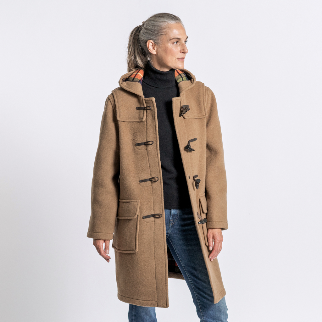 Gloverall Dufflecoat Damen Camel / Buchanan Tartan S - 5