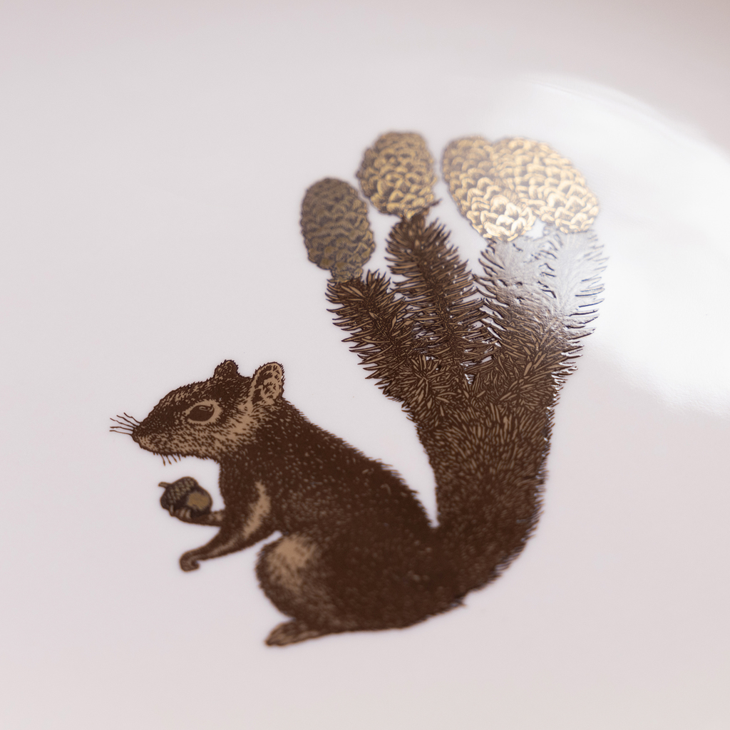 Frühstücksteller Somerset Eichhörnchen auf rosanem Grund