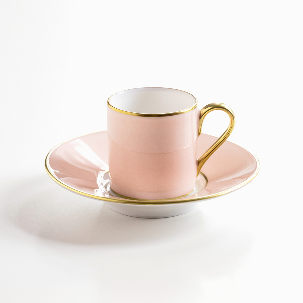 Porcelaine de Limoges Mokkatasse mit Golddekor Rosa Porcelaine de Limoges Mokkatasse mit Golddekor Rosa
