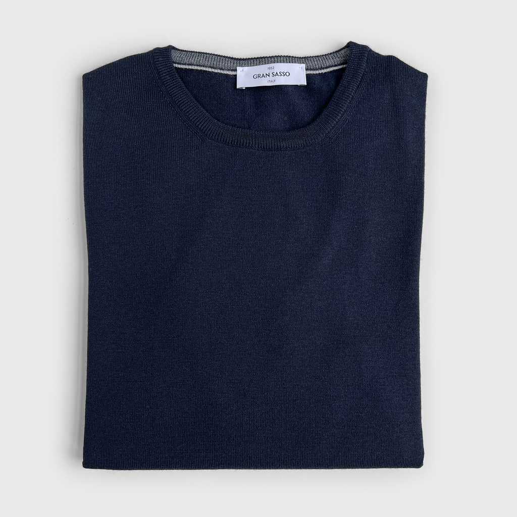 Gran Sasso Rundhals Pullover Navy Gr. 48 Gran Sasso Rundhals Pullover Navy Gr. 48