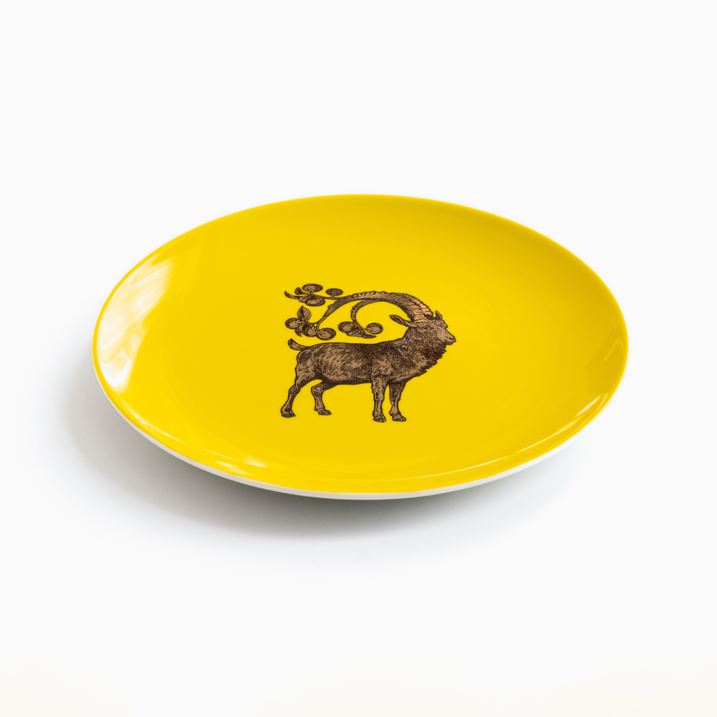 Somerset Frühstücksteller Steinbock auf hellgelbem Grund Somerset Frühstücksteller Steinbock auf hellgelbem Grund