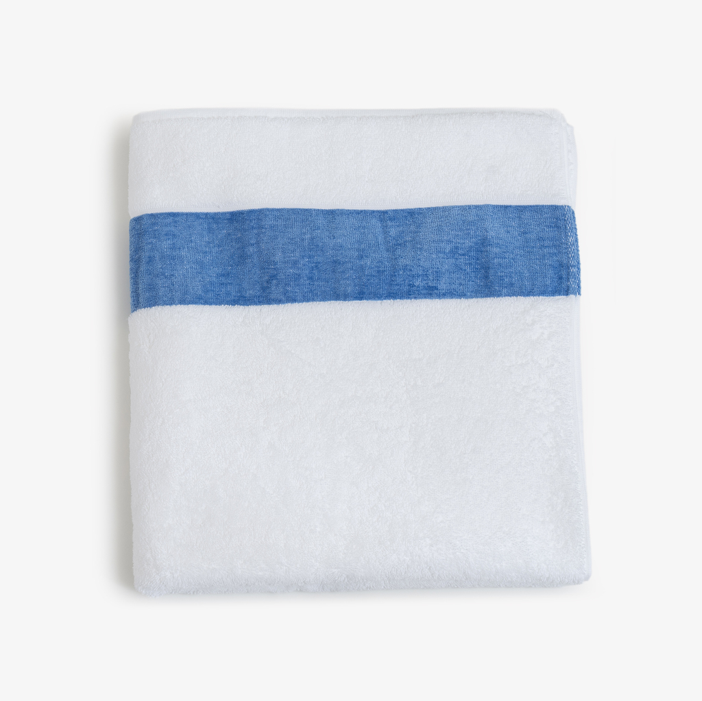 Duschtuch mit Chenille-Bordüre Blau