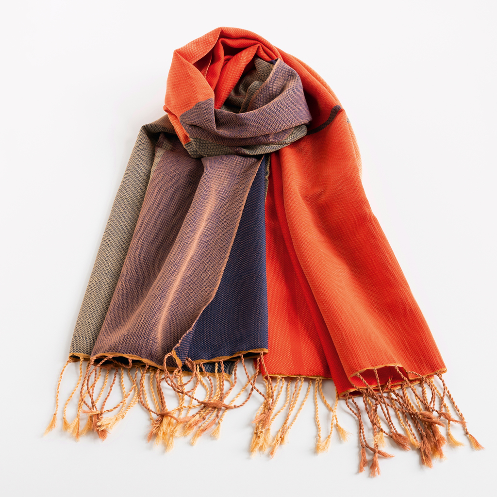 Nsija Stola handgewebte Baumwolle Orange-Blau-Gold Nsija Stola handgewebte Baumwolle Orange-Blau-Gold