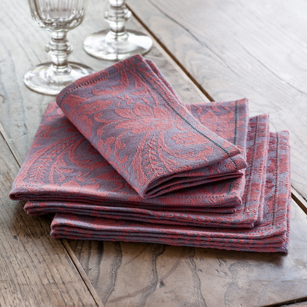 Donna di Coppe Serviette 40 x 40 cm Lachs/Blau Donna di Coppe Serviette 40 x 40 cm Lachs/Blau