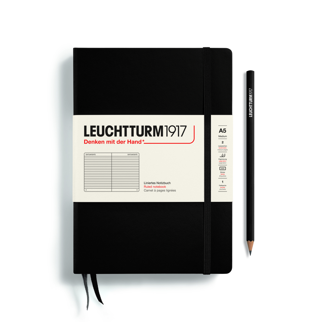 Leuchtturm1917 Notizbuch A5 liniert Schwarz