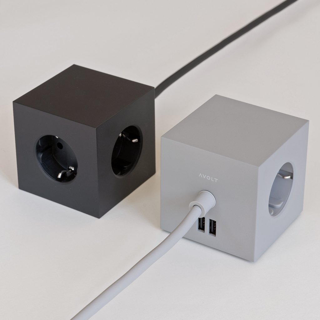 Mehrfachstecker Square 2 ohne Kabel Schwarz - 5
