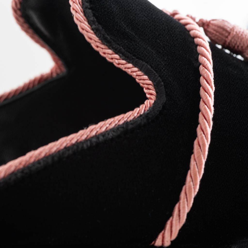 Vestieri Samtslipper Villa Damen Black/Pink Gr. 39 - 4