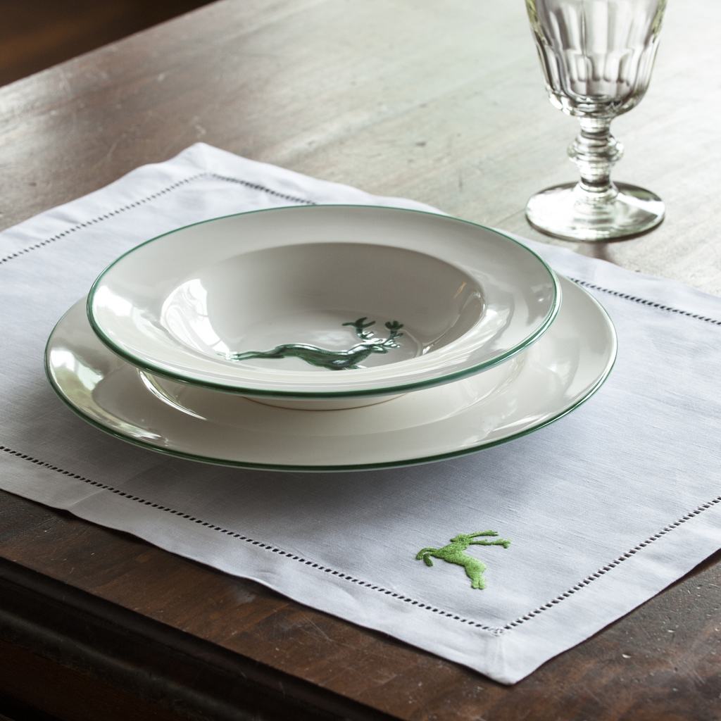 Tischset 54 x 40 cm Grüner Hirsch Leinen Tischset 54 x 40 cm Grüner Hirsch Leinen