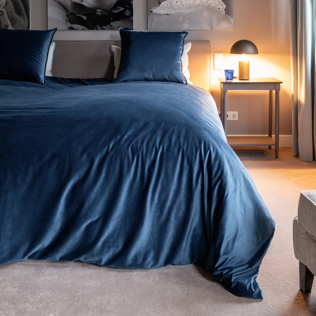 Samtbettüberwurf Celeste Navy 260 x 280 cm - 2 Samtbettüberwurf Celeste Navy 260 x 280 cm - 2