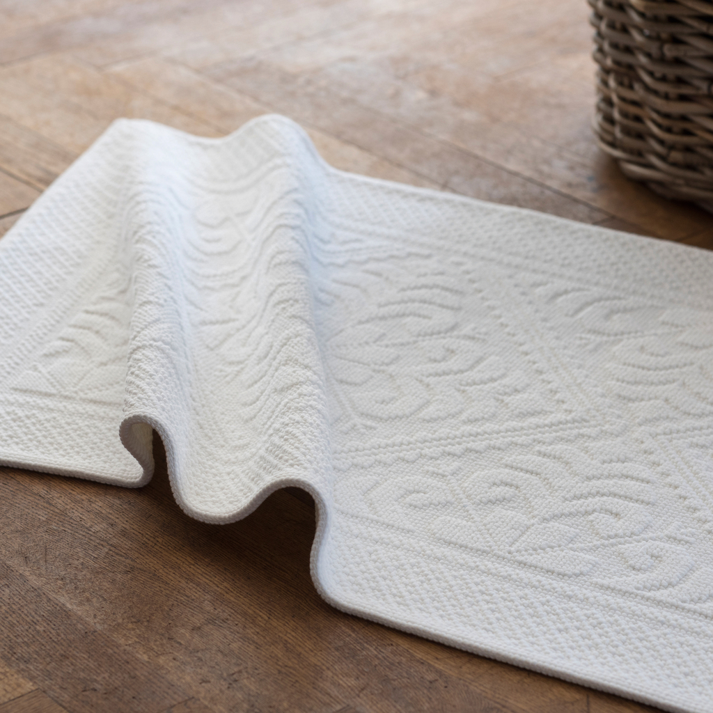 Bettvorleger und Badeteppich Jacquard Weiß Bettvorleger und Badeteppich Jacquard Weiß