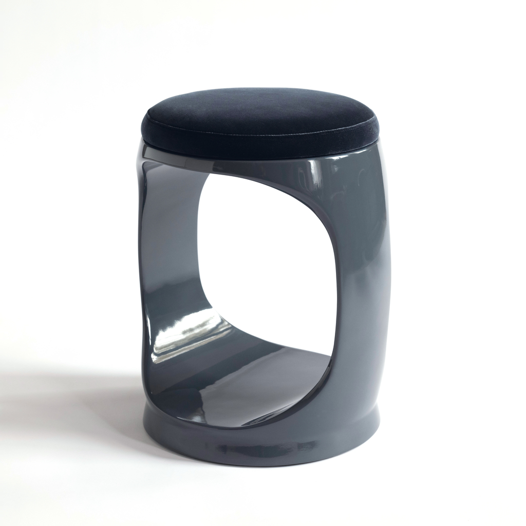 Signet Ring Stool mit Samtkissen Grey