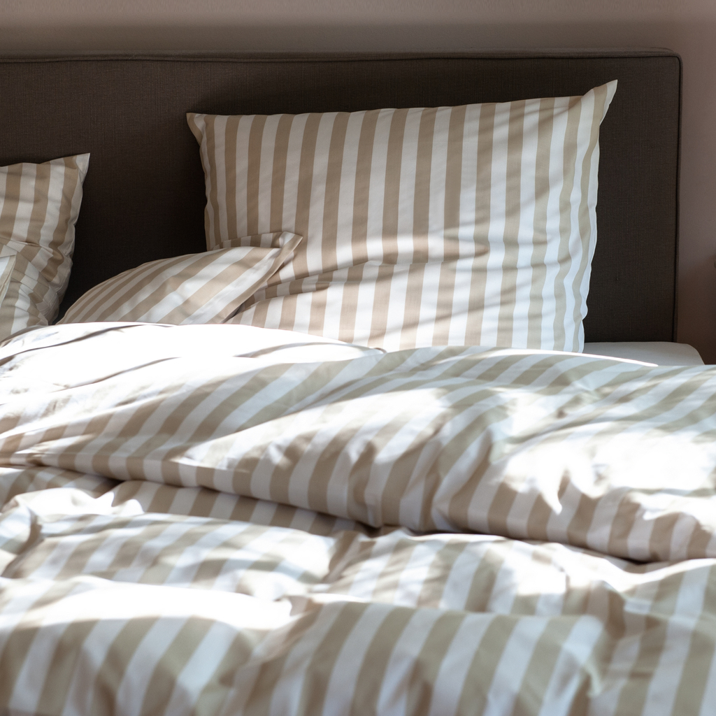 Bettbezug Liselund Blockstreifen Beige 135 x 200 cm