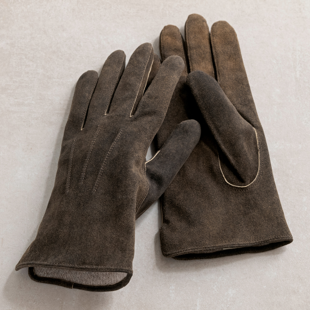 Ziegenlederhandschuhe mit Kaschmirfutter Walnuß Gr. 8,5 - 2