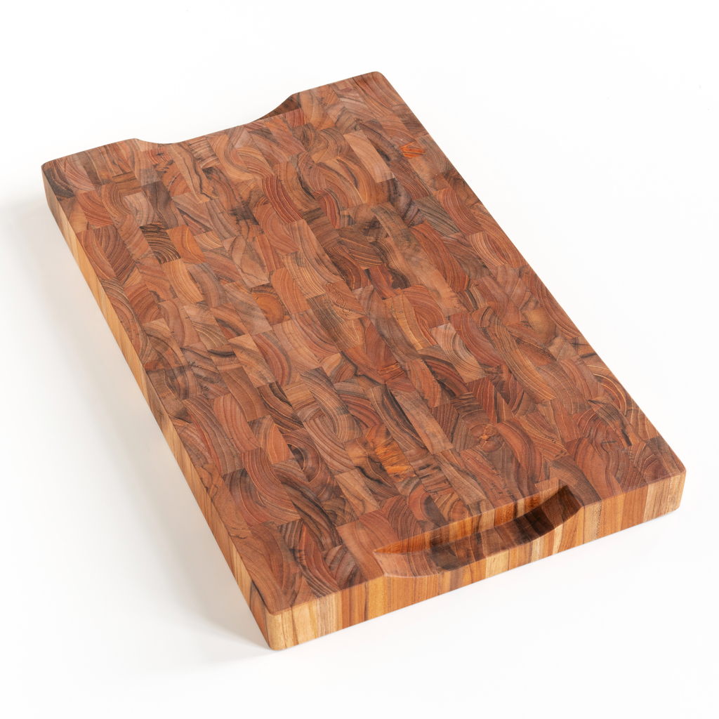 Tranchierbrett mit Saftrinne aus Teak Hirnholz klein - 4