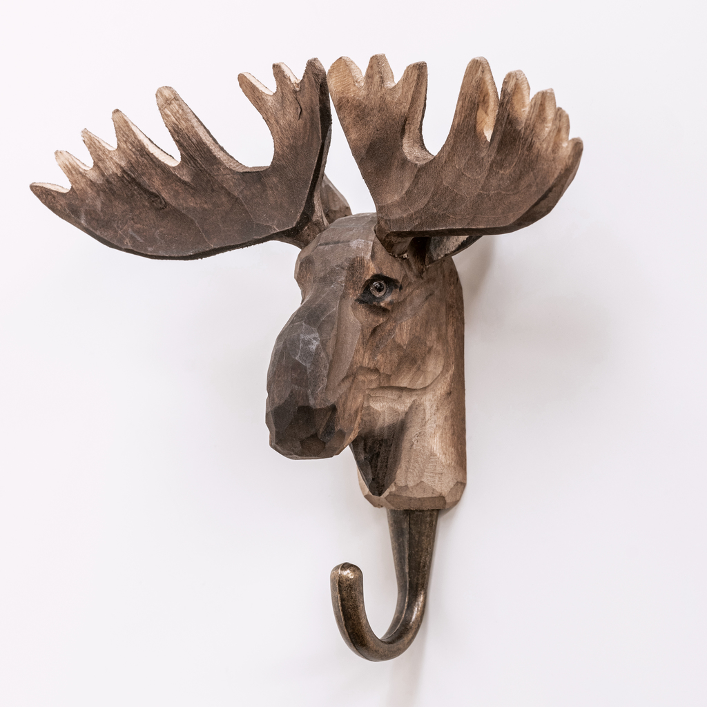 Handgeschnitzter Kleiderhaken Elch Handgeschnitzter Kleiderhaken Elch