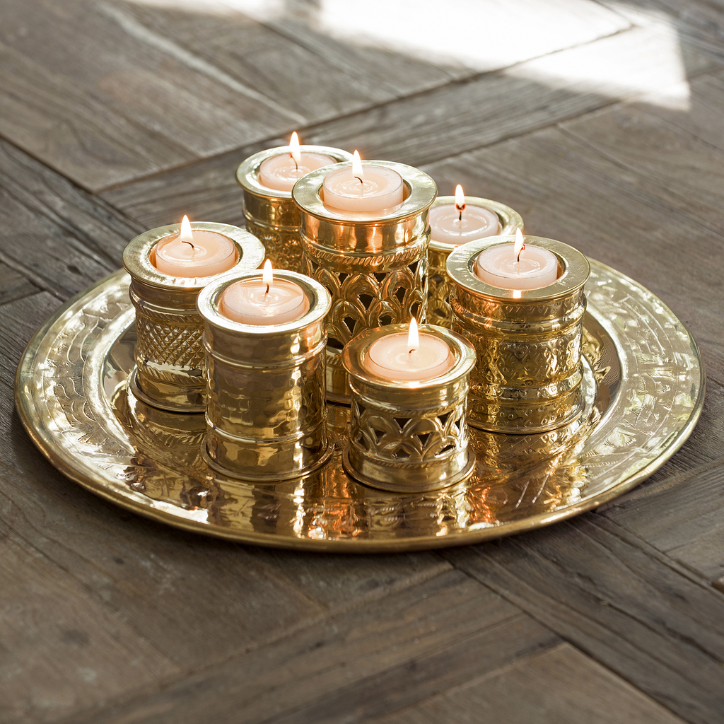 Kerzentablett Marrakesch Messing poliert Kerzentablett Marrakesch Messing poliert