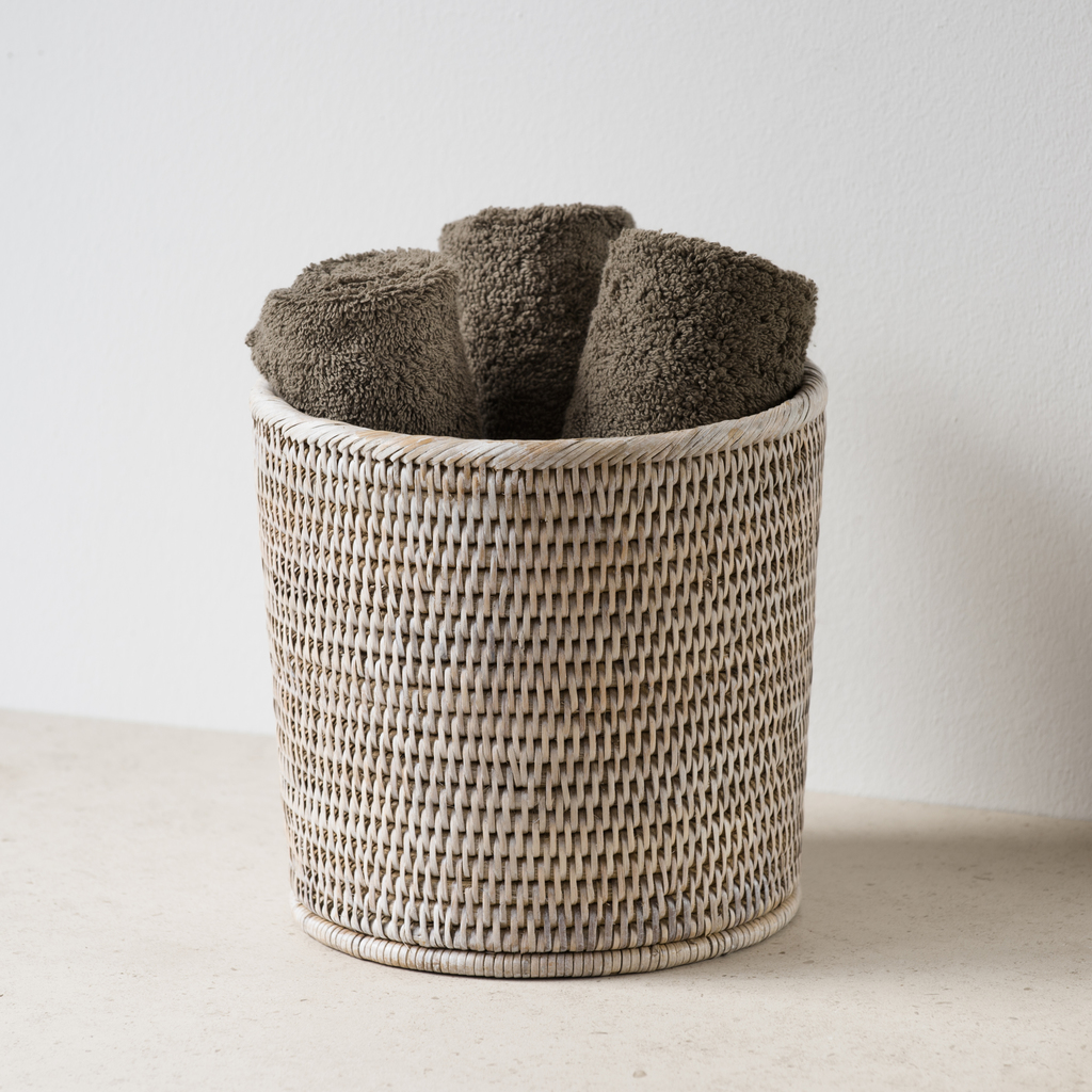 Runder Korb Rattangeflecht Runder Korb Rattangeflecht