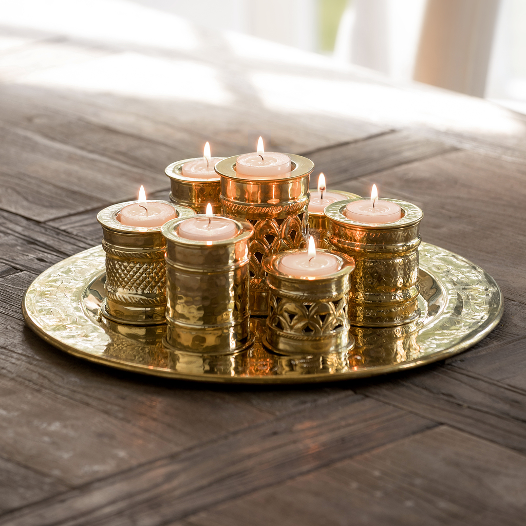 Kerzentablett Marrakesch Messing poliert - 4 Kerzentablett Marrakesch Messing poliert - 4