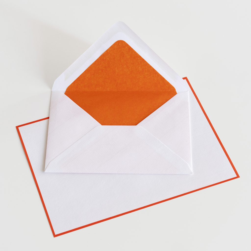 25 A5 Briefbögen & Umschläge Crown Mill Weiß/Orange