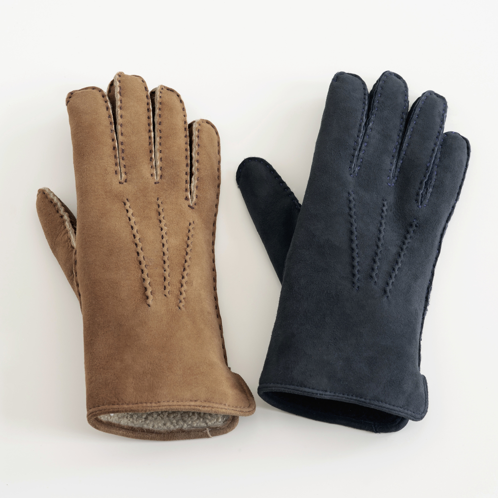 Herrenhandschuhe aus Curly-Lammfell dunkeklblau Gr. 7,5 - 3 Herrenhandschuhe aus Curly-Lammfell dunkeklblau Gr. 7,5 - 3