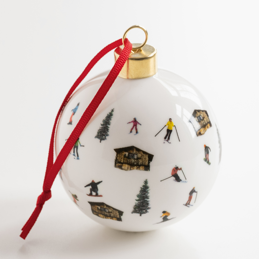 Bone China Christbaumanhänger Hut Skiing Bone China Christbaumanhänger Hut Skiing