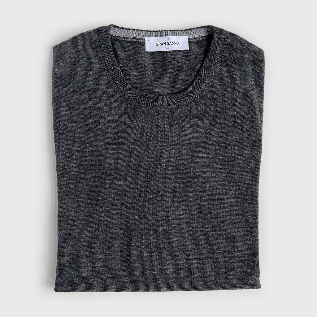 Gran Sasso Rundhals Pullover Anthrazit Gr. 48