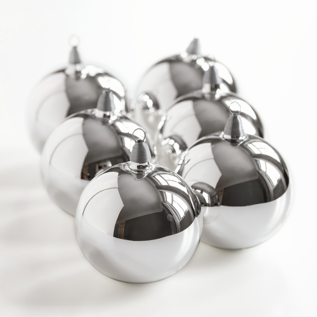 12 Lauschaer Weihnachtskugeln Silber 6 cm 12 Lauschaer Weihnachtskugeln Silber 6 cm