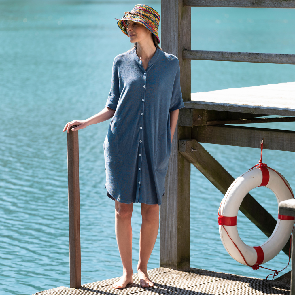 Sunday in Bed X Torquato Kleid Rania Frottee Dusty Blue L Sunday in Bed X Torquato Kleid Rania Frottee Dusty Blue L