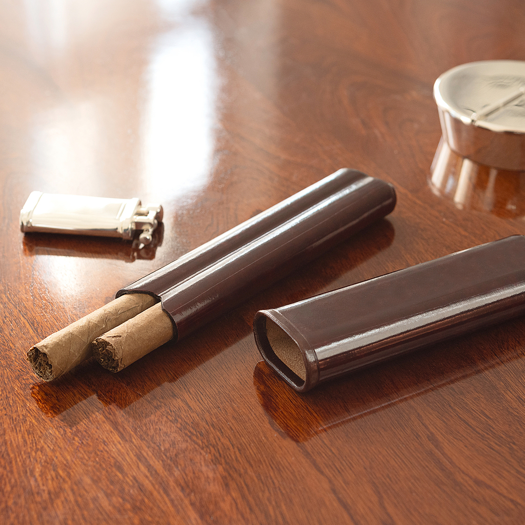 CAF Lederetui für 2 Zigarren - 2 CAF Lederetui für 2 Zigarren - 2