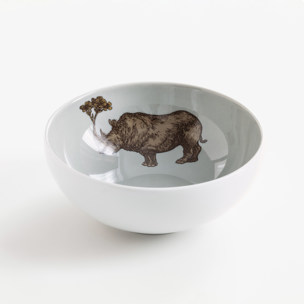 Somerset Müslischale Nashorn auf grauem Grund Somerset Müslischale Nashorn auf grauem Grund