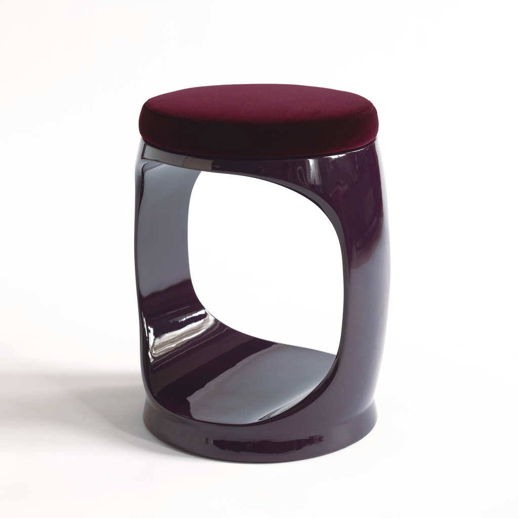 Signet Ring Stool mit Samtkissen Aubergine