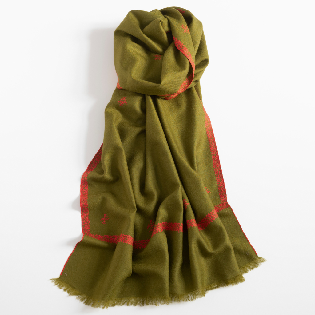 Kashmir Loom Bail Stola Grün Kashmir Loom Bail Stola Grün