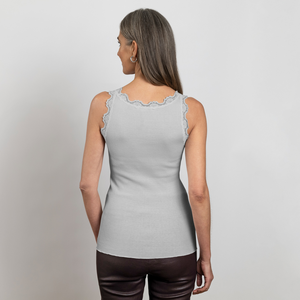 Rosemunde Seidentop mit Spitze Babette Grau XL - 3