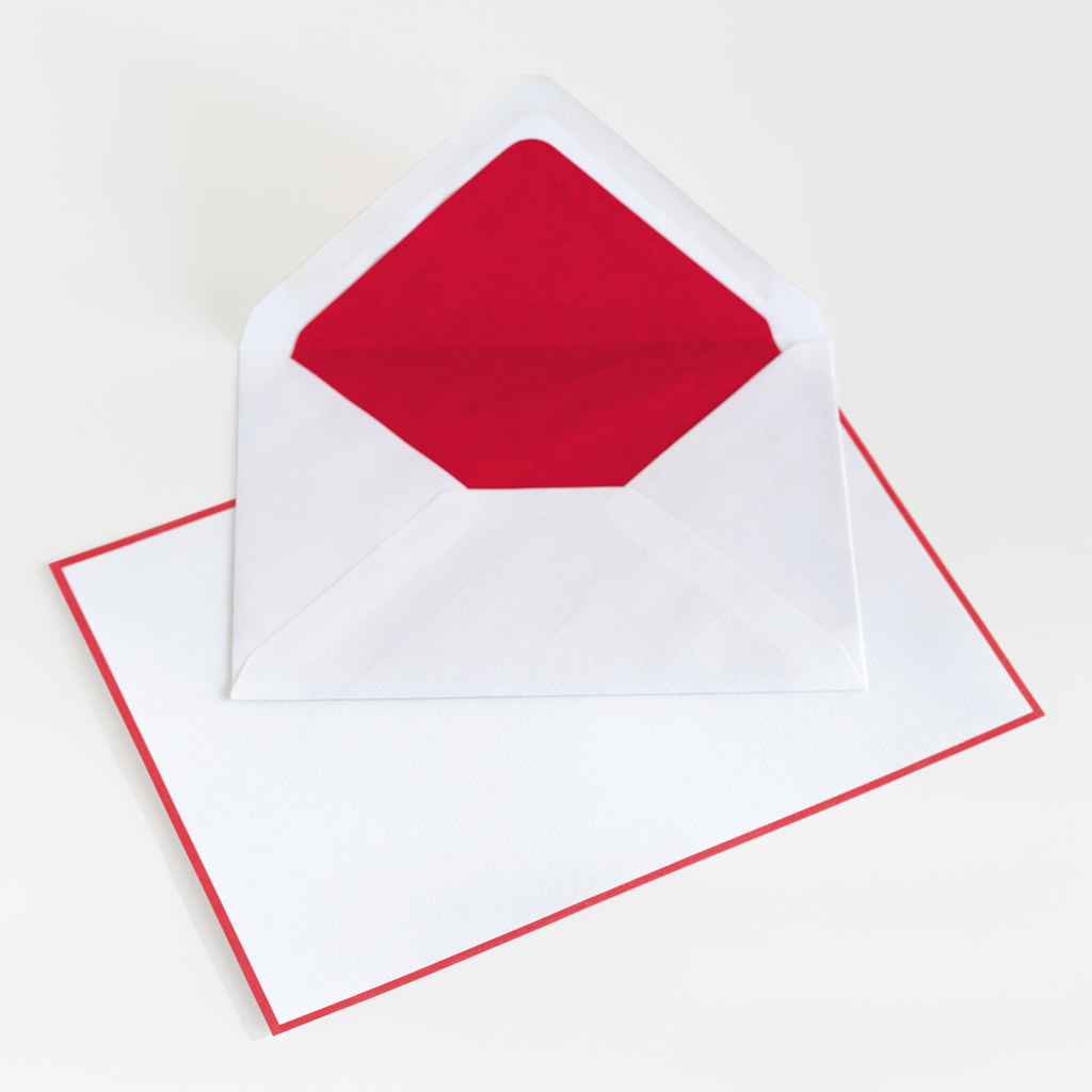 25 A5 Briefbögen & Umschläge Crown Mill Weiß/Rot 25 A5 Briefbögen & Umschläge Crown Mill Weiß/Rot
