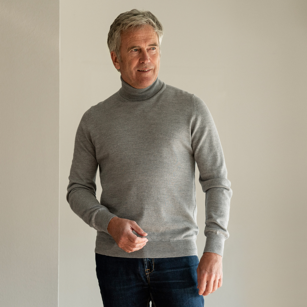 Gran Sasso Rollkragenpullover Grau Gr. 48