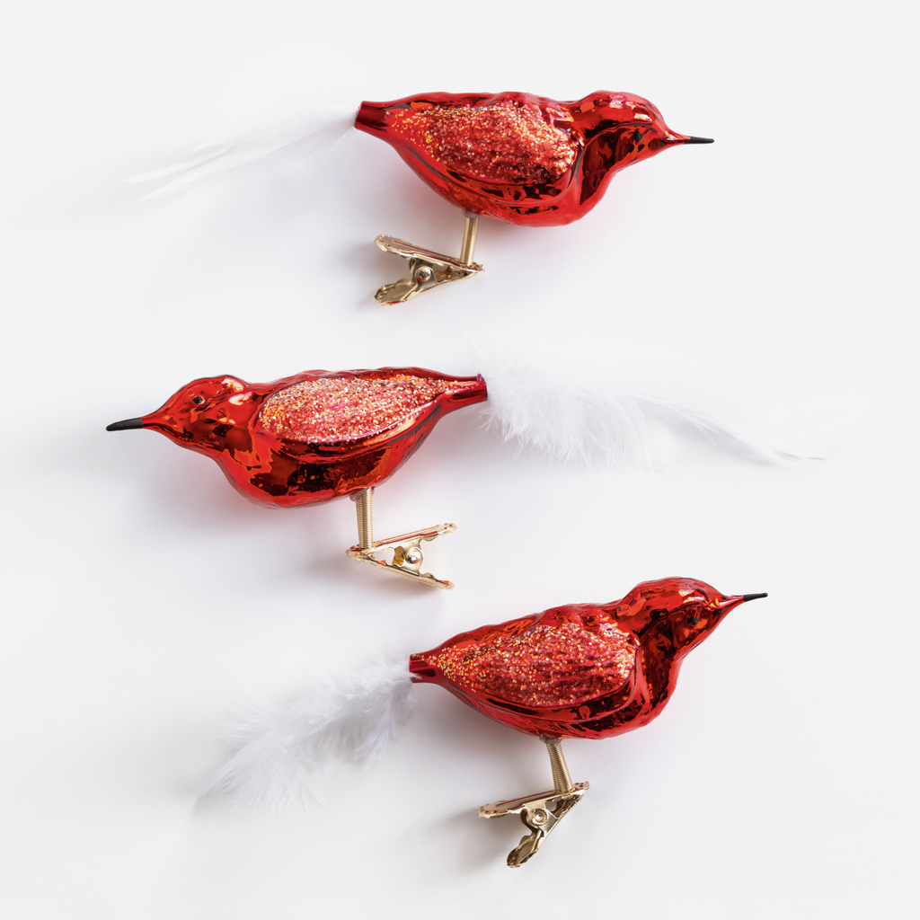 3 Lauschaer Weihnachtsamseln Rot 3 Lauschaer Weihnachtsamseln Rot