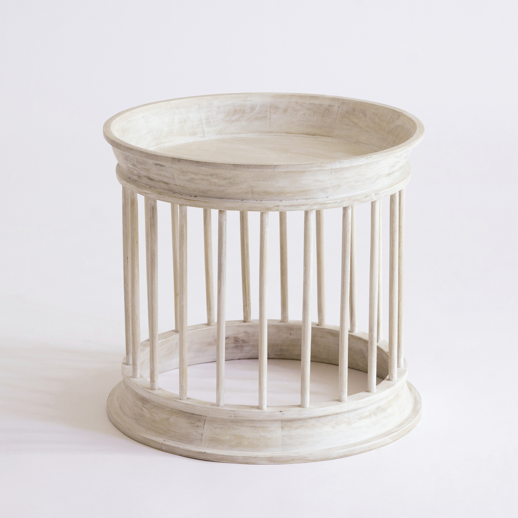 Beistelltisch Cage Mango geweißt Beistelltisch Cage Mango geweißt