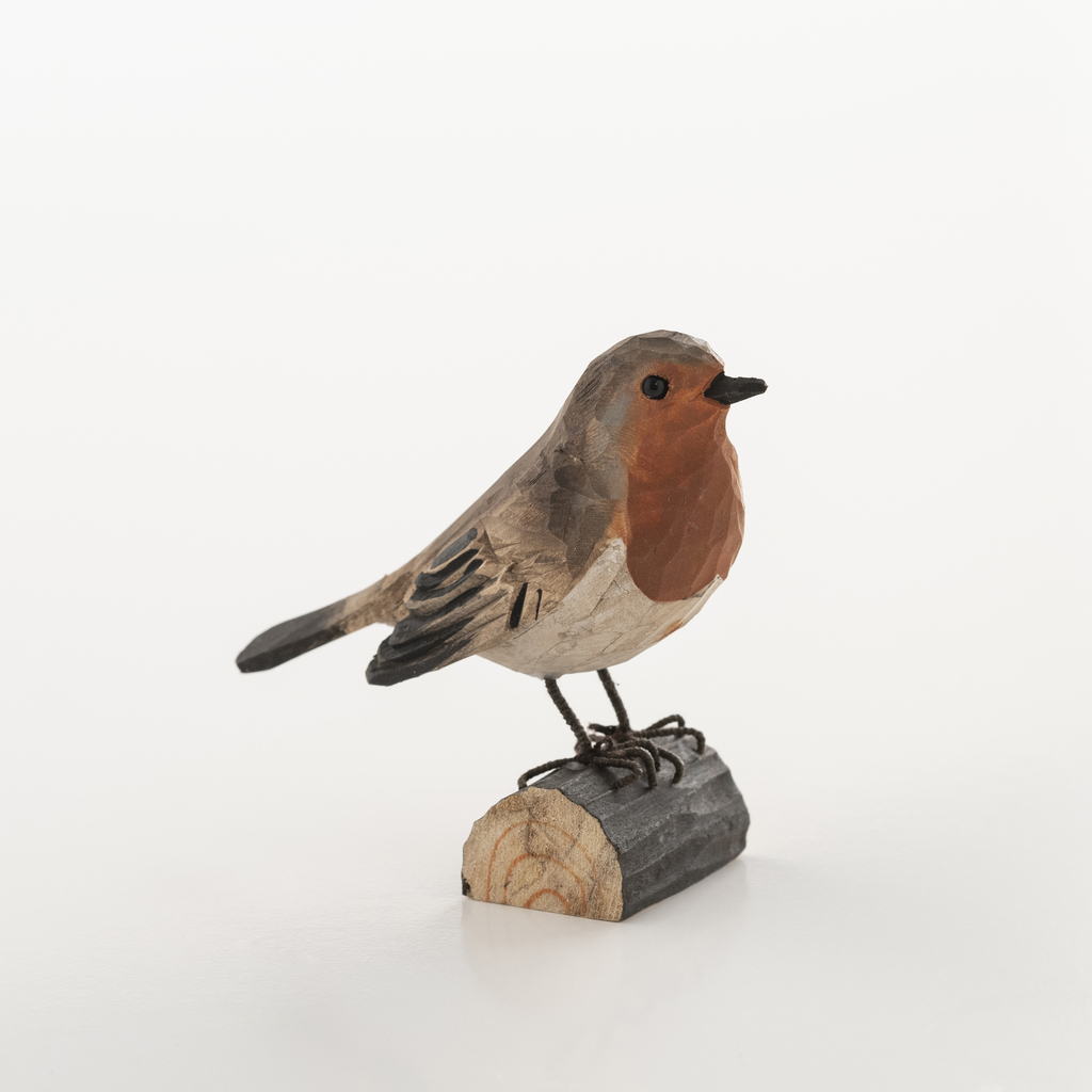 Handgeschnitzter Dekovogel Rotkehlchen Handgeschnitzter Dekovogel Rotkehlchen